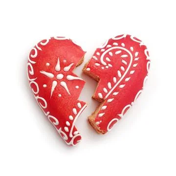 Broken gingerbread heart Stock Photos