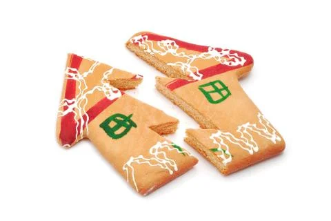 Broken gingerbread house Foto stock
