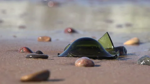 Broken Glass On The Beach Stock Footage 239587088