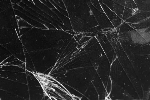 Broken glass on a black background, object background design texture Stock Photos