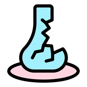 Broken glass bottle on pink surface laying down with cracks Stock Illustration