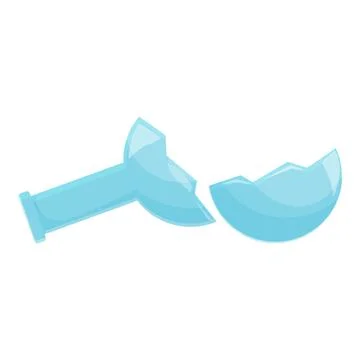 Broken glass bottle split in two pieces laying on white background Stock Illustration