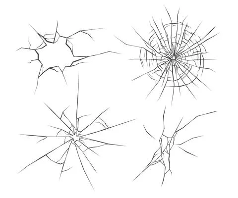 Broken glass cracks Stock Illustration