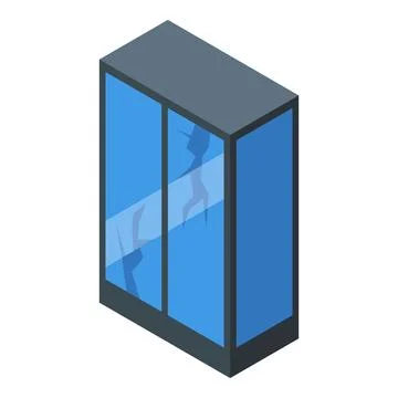 Broken glass displaying cracks and damage in isometric view Ilustración de archivo