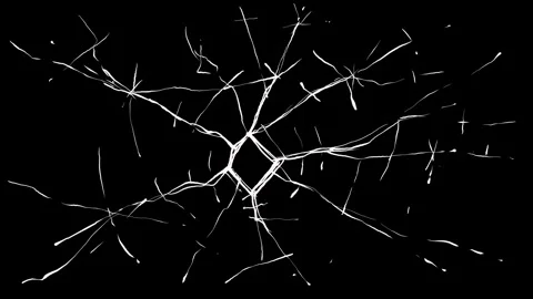 Broken glass effect with cracks and white thin scratches on black screen. Stock Stock Footage 329390039