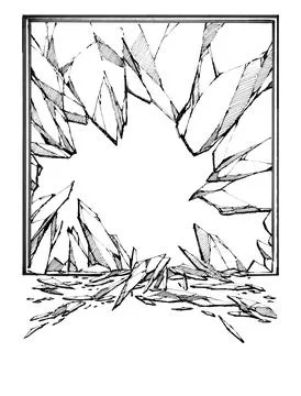 Broken Glass in Frame Stock Illustration