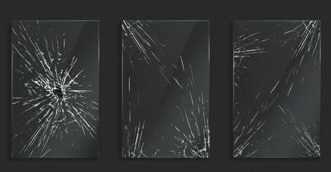 Broken glass frames with cracks and hole Stock Illustration