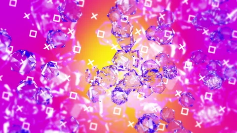 Broken Glass octahedron balls gradient background. VJ Seamless loop background. Stock Footage 96289448