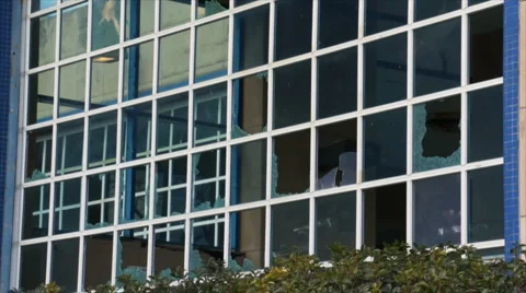 Broken glass panes  Stock Footage 1070049