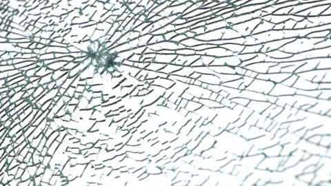 Broken glass pattern with radial cracks symbolizing damage and destruction Stock Footage 344698363