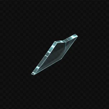 Broken glass piece, vector realistic mirror or window shard fragment, flying 库存插图