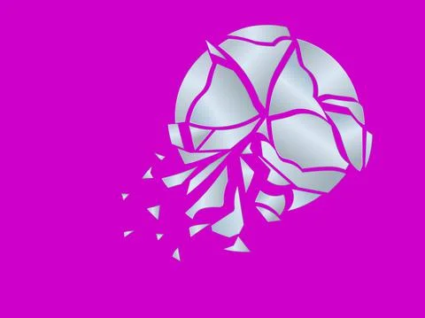 Broken glass on pink surface Stock Illustration