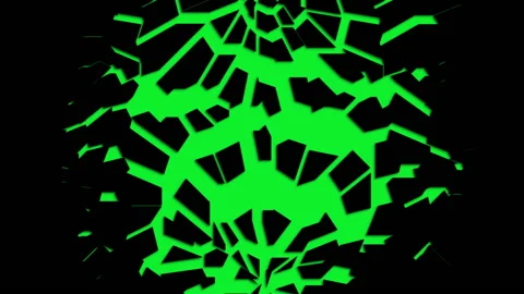 Broken glass realistic pattern on blank black background green screen behind Stock Footage 237447342