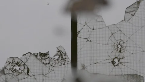 Broken glass reflected in a puddle Stock Footage 92936192