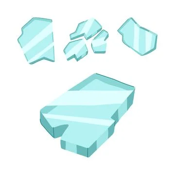 Broken glass shards and large ice block Stock Illustration