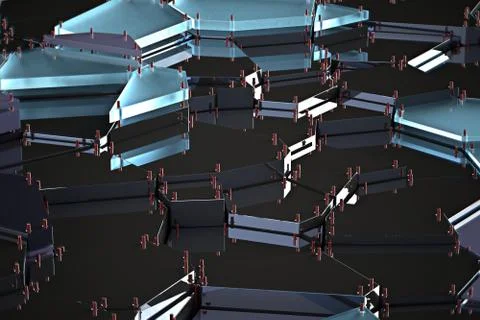 Broken glass with sharp pieces over black background Illustrazione stock