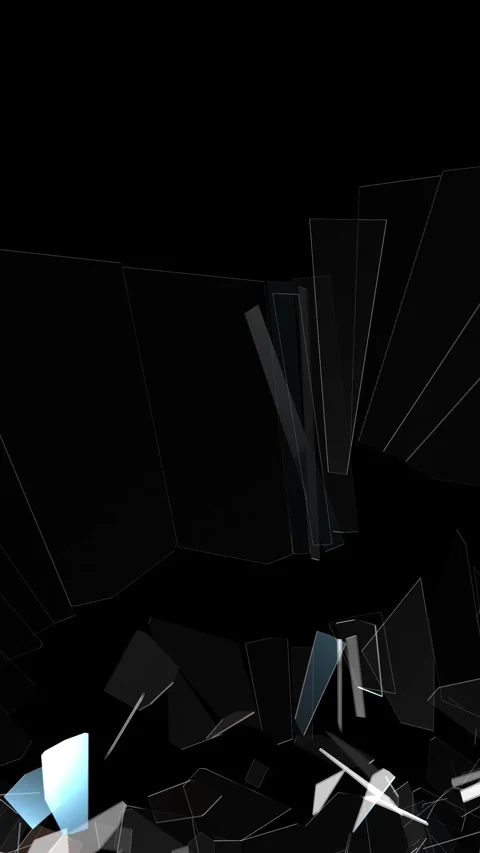 Broken Glass Shatter Explosion Transition on Black Background Stock Footage 342623738