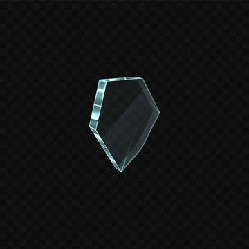 Broken glass, shatter piece, vector 3d realistic window shard fragment, flying 库存插图