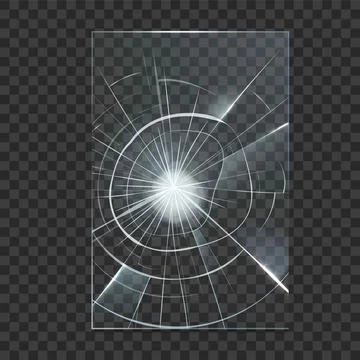Broken glass shatter, vector realistic transparent screen crack overlay effect 库存插图