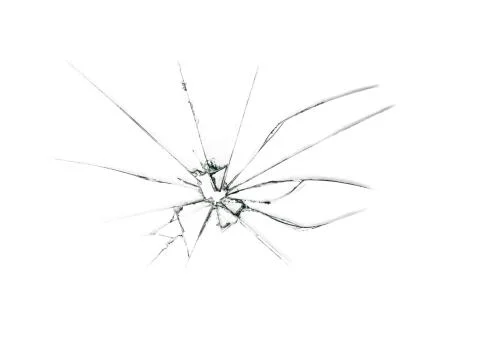 Broken glass. A split in a transparent window. Illustration of the crack. Gla Stock Illustration