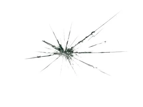 Broken glass. A split in a transparent window. Illustration of the crack. Gla Stock Illustration