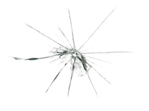 Broken glass. A split in a transparent window. Illustration of the crack. Gla 스톡 일러스트