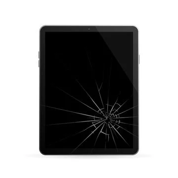 Broken glass tablet on white background. Smartphone icon vector illustration Stock Illustration