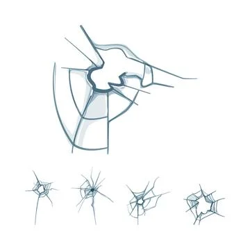Broken glass textures creating smash and crack effects on surface Stock Illustration