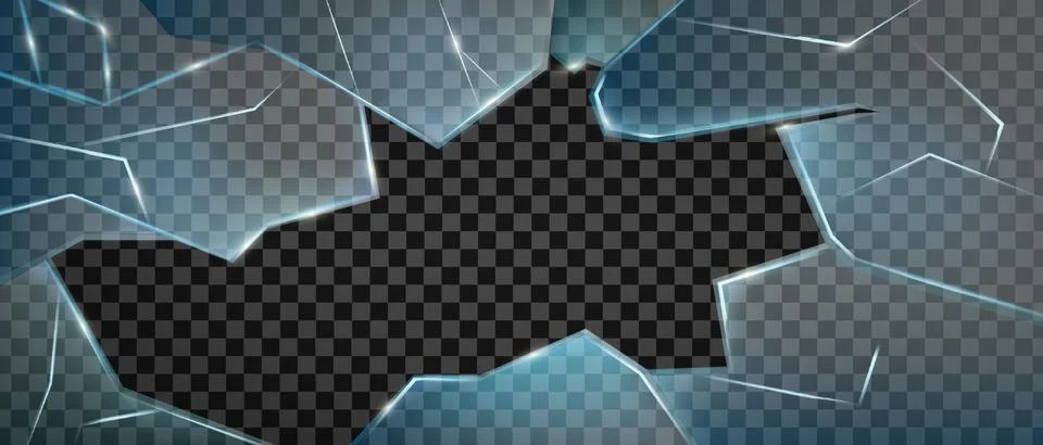 Broken glass vector screen, crack windshield background Stock Illustration