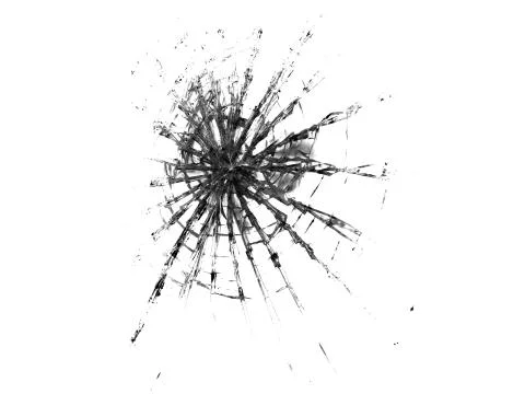 Broken glass on white background , texture backdrop object design Stock Illustration