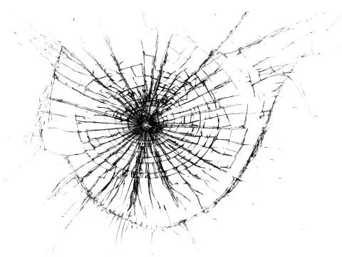 Broken glass on white background , texture backdrop object design Stock Illustration