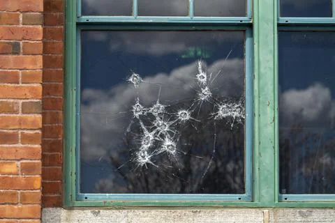 Broken Glass Window Of Building Stock Photos