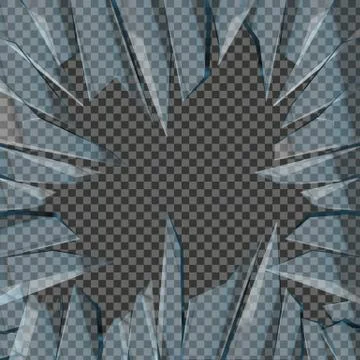 Broken glass window frame vector. Window glass broken isolated. Stock Illustration