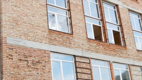Broken glass window outside view Stock Footage 166433234