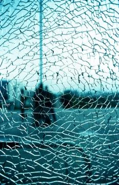 Broken glass window Stock Photos