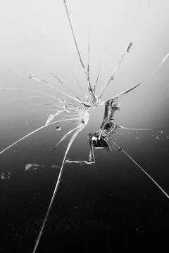 Broken glass window Stock Photos