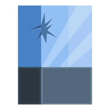 Broken glass window reflecting sunlight creating star shape hole Ilustración de archivo