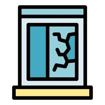 Broken glass window representing vandalism and insurance claim Ilustración de archivo