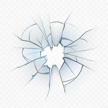 Broken Glass Window Smashed Bullet Hole Vector Ilustración de archivo