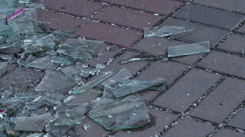 Broken glass windows building by rocket at War Video stock 192219961