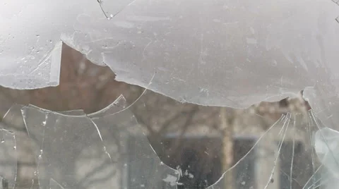 Broken glass windows, the movement of the material Video stock 59870897