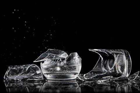 Broken glasses on a black background Foto stock