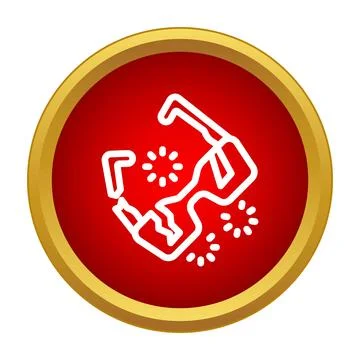 Broken glasses falling apart in red circle icon Stock Illustration