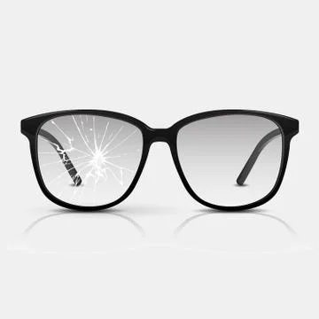 Broken glasses. Vector glasses isolated on white background. Illustrazione stock