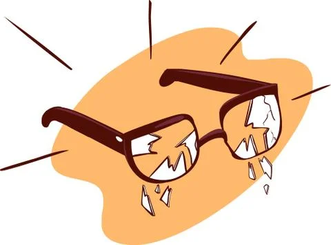 Broken glasses. Vector sketch Stock Illustration