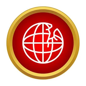 Broken globe icon representing global error and crisis Illustrazione stock
