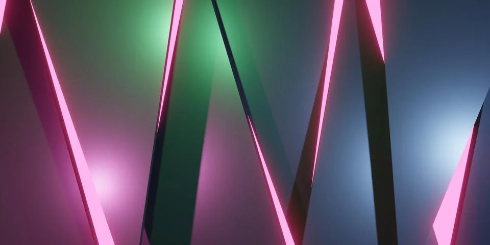 Broken glowing triangle abstract background 3d illustration Stock Illustration