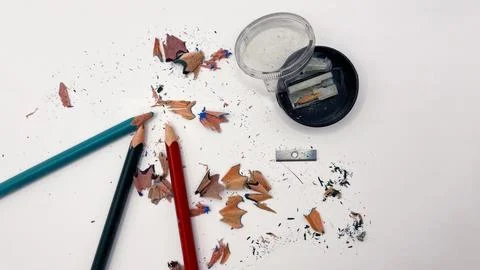 Broken graphite pencil on white background. School stationery Stock Photos