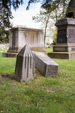 Broken gravestones Stock Photos