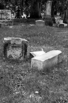 Broken gravestones Stock Photos